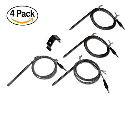 Replacement Temperature Probes for Wireless BBQ/Oven Thermometers - Cappec, iGrill, iGrill2, iGrill3, iGrill Mini, and Thermopro (Ambient and Meat (x3) Probe with Clip)