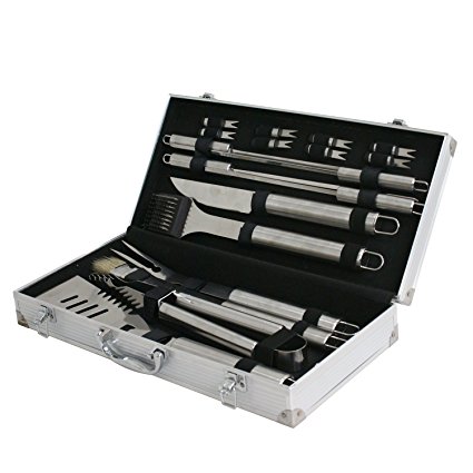 Super Deal BBQ Tools Set 19-Piece Stainless-Steel Barbecue Set with Storage Case