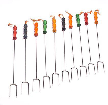 Field & Rivers Marshmallow Roasting Fork Set, Chrome Plated, Multi-Colored, Set of 10