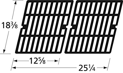 Music City Metals 64532 Matte Cast Iron Cooking Grid Replacement for Select Master Chef Gas Grill Models, Set of 2