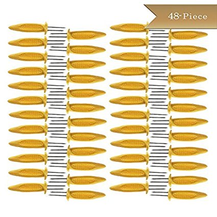 48 (4 Dozen) TrueCraftware Yellow Corn of the Cob Holders - Skewers (For 24 Pairs)