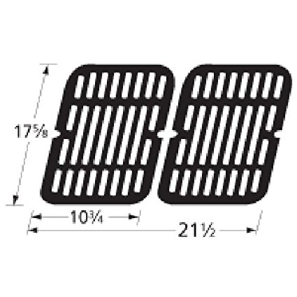 Music City Metals 59202 Stamped Porcelain Steel Cooking Grid Replacement for Gas Grill Model Brinkmann 810-9200-0, Set of 2