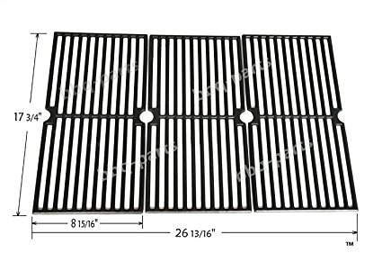 Hongso PCD103 Universal Gas Grill Grate Cast Iron Cooking Grid Replacement for Brinkmann 810-7490-F, 810-8410-S, 8107490F, 8108410S, 8107490-F, 8108410-S, Charmglow 810-8410-F, Sold as a set of 3