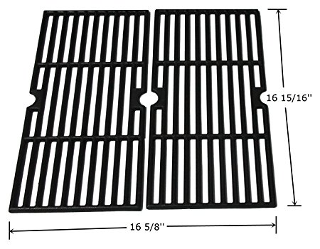 Hongso PCF123 Matte Porcelain Coated Cast Iron Cooking Grid Grates Replacement for Select Gas Grill Models by Kenmore, Charbroil, Thermos, Set of 2