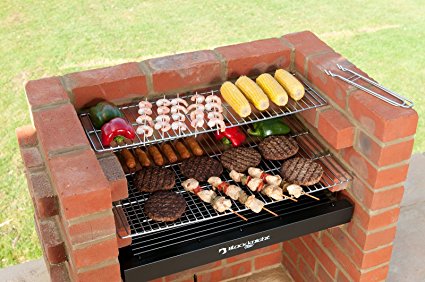 Built In Grill 410 sq in with Stainless Steel cooking grates BKB403 Brick Bbq Grill Kit with Warming Rack & Cover