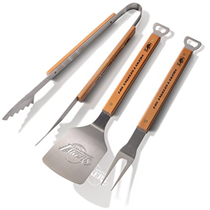 NBA Los Angeles Lakers 3PC BBQ Set, Heavy Duty Stainless Steel Grilling Tools