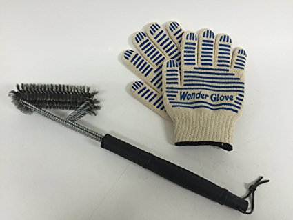 Best BBQ Stainless Steel Grill Brush and Heat Resistant Gloves