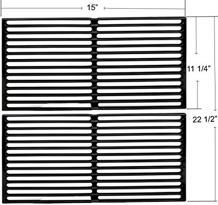 Enamel Cast Iron Cooking Grates for Weber Spirit 200 Series (Without Front-mounted Control Panel), Spirit 500, Genesis Silver A Gas Grills (Dims:15 X 11 1/4