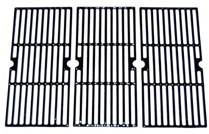 Matte Cast Iron Cooking Grid Replacement for Select Gas Grill Models by Centro, Charbroil and Others, Set of 3