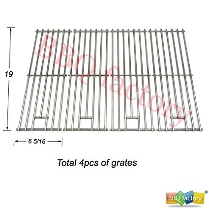 bbq factory JCX631 (4-Pack) Replacement Gas Grill Parts Stainless Steel Cooking Grid Grate for Brinkmann, Grill Chef, Kenmore Sears, K-Mart, Saturn Model Grills