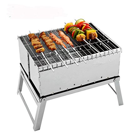 TOPCHANCES BBQ Barbecue Grilling Basket Roast Folder Tool with Wooden Handle (Barbecue Pits)