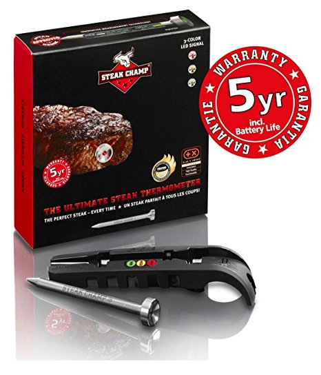 SteakChamp The Ultimate Steak Thermometer, 3 color, Black, 3rd Generation