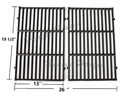 Hongso PCG524 7524 Cast-Iron Cooking Grates Replacement for Weber E-330 Grills and Selected Charmglow Grills, Set of 2