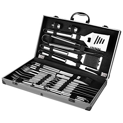 BBQ Grilling Tool Set, Professional Barbecue Extra Strong Stainless Steel Utensils with Aluminum Storage Case-Barbecue Kit Men Outdoor Grill Kit for Dad Father's Day Gift by Newpurslane (24)