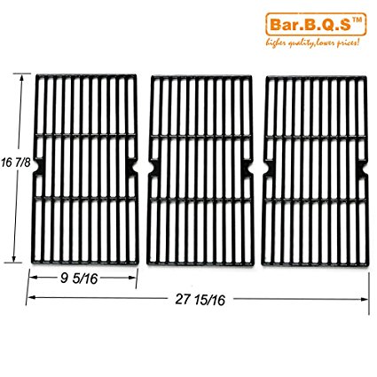 Bar.b.q.s 68763 Cast Iron Cooking Grid Replacement 68763 for Select Gas Grill Models by Charbroil, Kenmore and Others, Set of 3