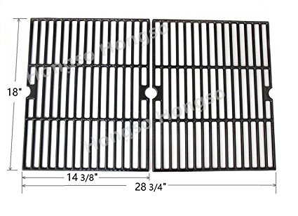 Hongso PCH502 Universal Matte Cast Iron Cooking Grid Replacement for Select Gas Grill Models by Ducane, Grill Chef and Others, Set of 2