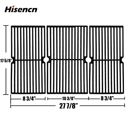 Hisencn CI67233 Porcelain Cast Iron Cooking Grid Grate Replacement for Brinkmann, Charbroil and Charmglow and other Grills, Set of 2