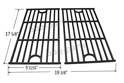 Hongso PCA312 Universal Gas Grill Grate Cast Iron Cooking Grid Replacement, Master Forge SH3118B matte cast iron cooking grid, Sold as a Set of 2