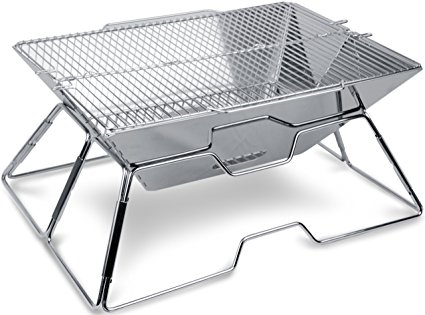 Portable Folding BBQ Stainless Steel Charcoal Grill with Carry Bag, Perfect for Outdoor Picnic Camping (GRILL SIZE 17.5