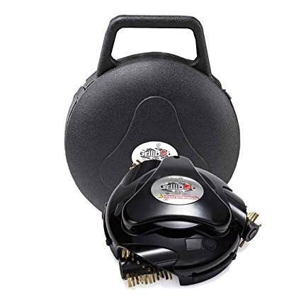 Grillbot Automatic Grill Scrubber and Cleaner with Protective Carrying Case, includes pre-installed Brass Brushes (Black)