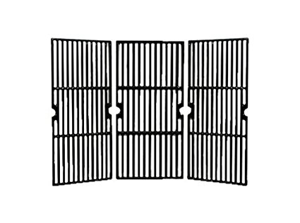 Music City Metals 61753 Gloss Cast Iron Cooking Grid Replacement for Gas Grill Model Brinkmann 810-1750-S, Set of 3