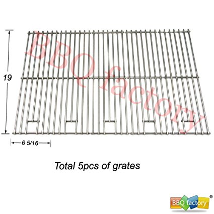 bbq factory JCX631 (5-Pack) Replacement Gas Grill Parts Stainless Steel Cooking Grid Grate for Brinkmann, Grill Chef, Kenmore Sears, K-Mart, Saturn Model Grills