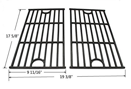 GI1312 Porcelain coated Cast Iron Cooking Grid Replacement for Master Forge SH3118B Gas Grill and Others, Set of 2