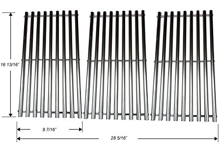 BBQ funland GS0193 Porcelain Steel Channel Cooking Grid Replacement for Gas Grill Model Charbroil 463440109, Sold as a set of 3