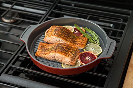 Red Kitchen Heavy Duty Stainless Steel Aluminum Induction Bottom Steam Grill Pan