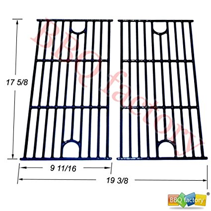 bbq factory Replacement Porcelain coated Cast Iron Cooking Grid/Cooking Grates JGX312 Set of 2 for Select Gas Grill Models By Master Forge SH3118B Gas Grill and Others