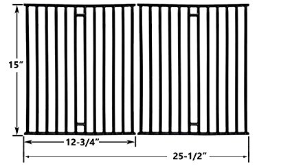 Replacement Porcelain Cast Iron Cooking Grids For Broil King 945584, 945587, Huntington, Silver Chef, Sterling and Broil-Mate 115554, 115557 Gas Grill Models, Set of 2