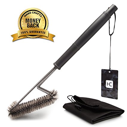 BBQ Grill Brush By Hard Crafts - Best Barbecue Grill Cleaner - 18