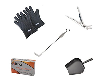 Kamado Grill Starter Kit with Grill Gripper, Ash Pan and Tool, Fire Starter and Grill Gloves for Big Green Egg, Kamado Joe and More!