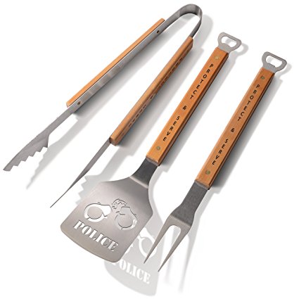 YouTheFan Police Sportula Classic 3Piece Barbecue Grill Tool Set