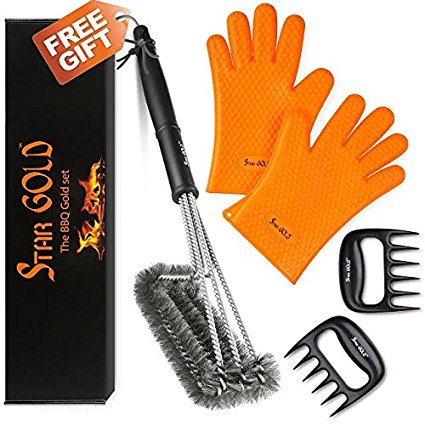 Buy BBQ Silicone Gloves / Cooking / Oven / Kitchen + Meat Claw / Shredder Get 18