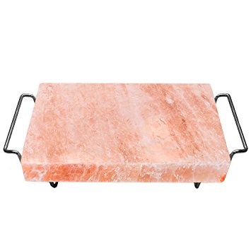 Majestic Pure Himalayan Salt Block - 100% Pure Pink Himalayan Salt, with Stainless Steel Holder,...