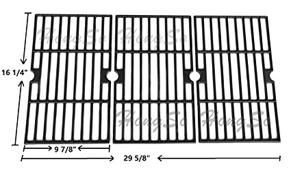 Hongso PCA593 Matte Cast Iron Cooking Grid Replacement for Uniflame GBC1059WB, Uniflame GBC1059WE-C, Backyard Grill BY12-084-029-98 and Other Gas Grill Models, Set of 3