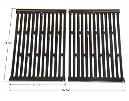 BBQ funland GP523 NEW Gloss Porcelain Enameled Cooking Grates Replacement for Weber 7523, Weber Genesis Silver A and Spirit 500 gas grills, SET of 2