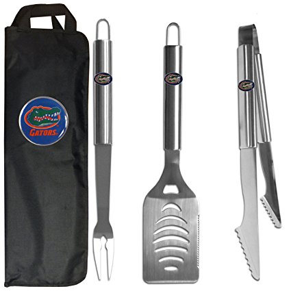 Florida Gators 3 pc Stainless Steel BBQ Set with Bag